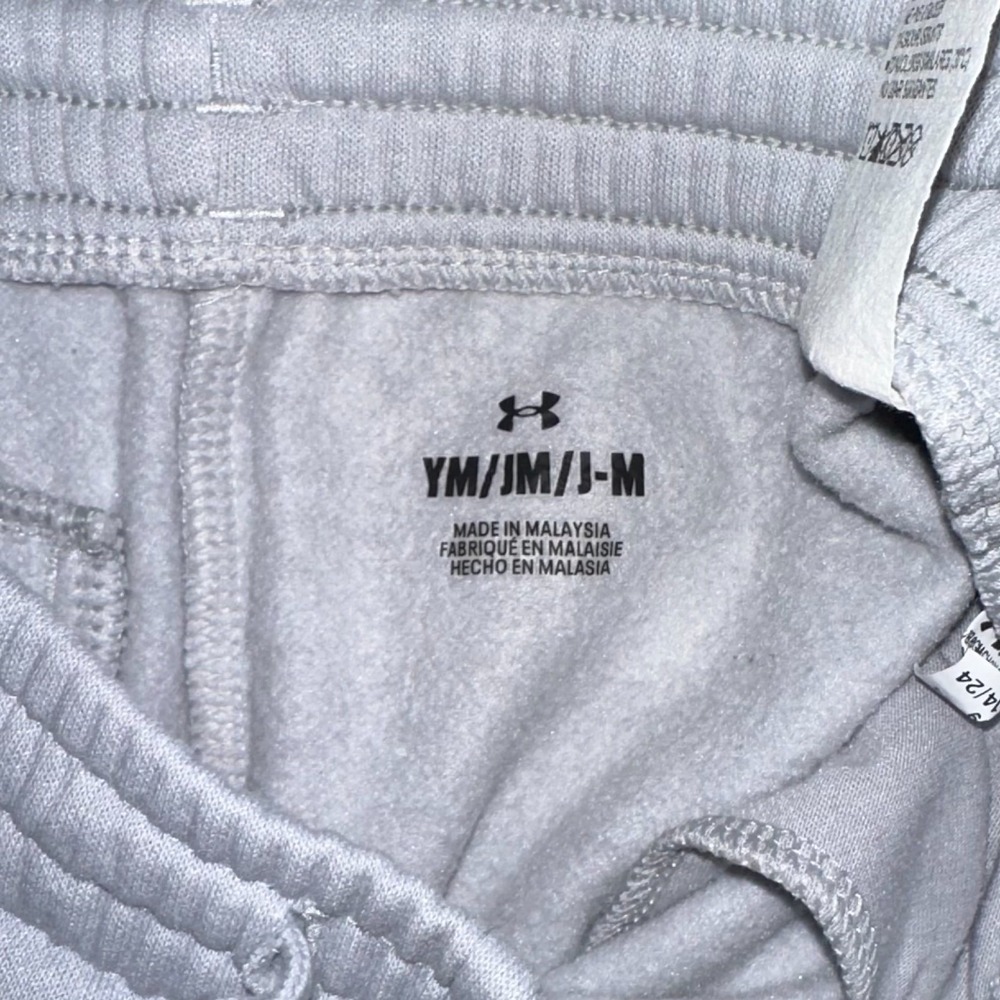 Under Armour Jogger Pants Girls 14 Gray Fleece Lined Tapered Leg‎ Elastic Waist - Picture 4 of 5